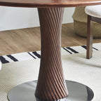 Spiral-pattern Solid Wood Base Dining Table - image 5