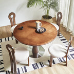 Spiral-pattern Solid Wood Base Dining Table - image 3