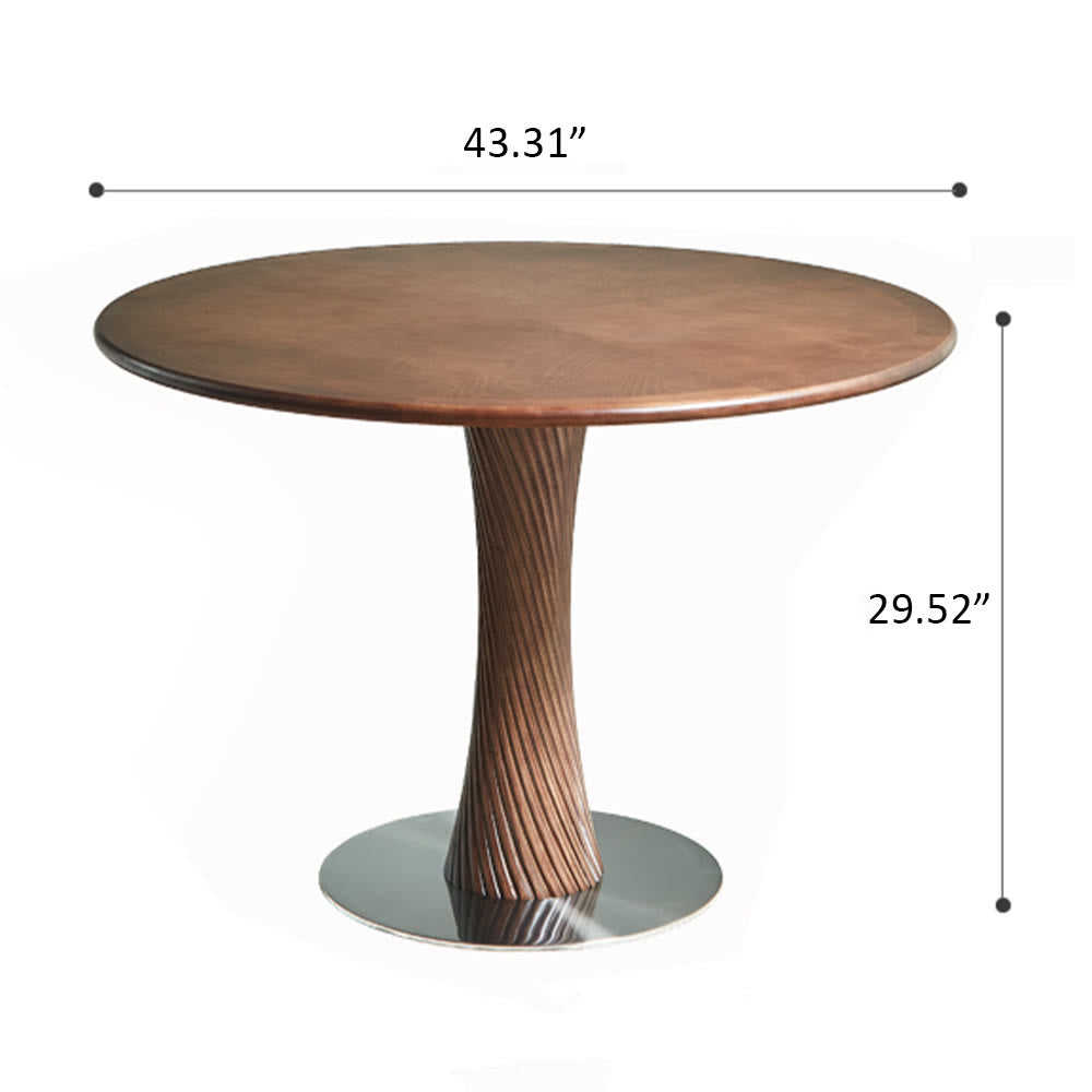 Spiral-pattern Solid Wood Base Dining Table - image 9