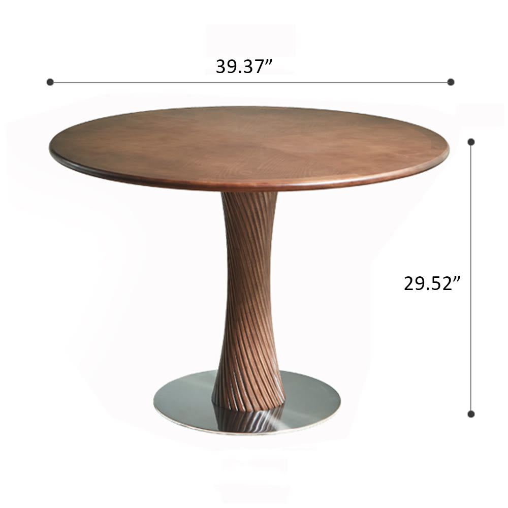 Spiral-pattern Solid Wood Base Dining Table - image 8