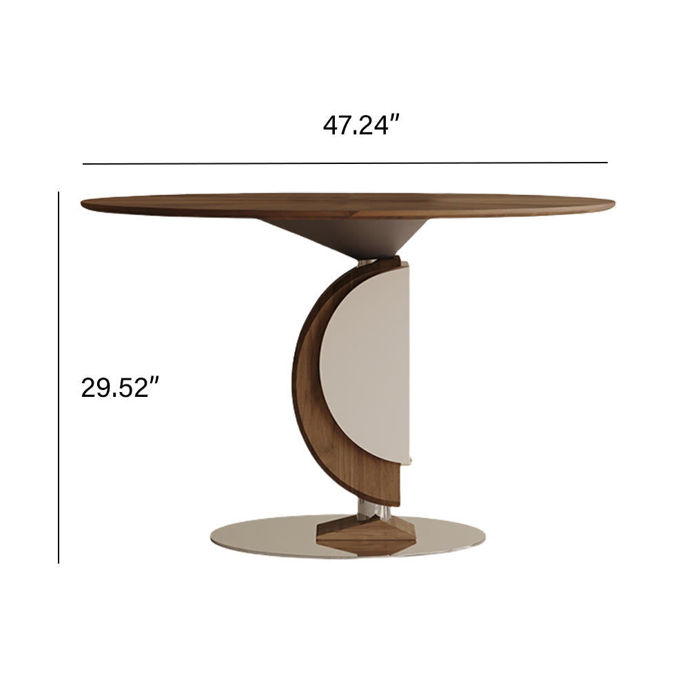 Walnut Half-moon Base Dining Table