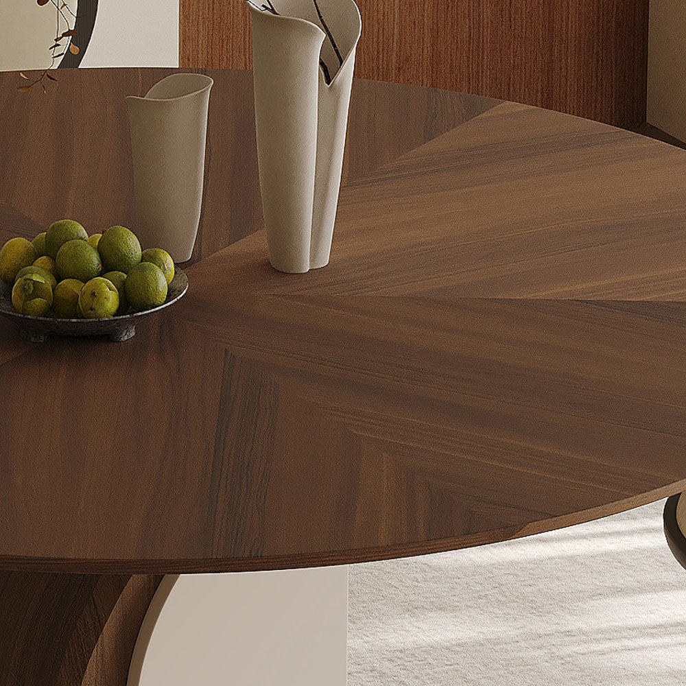 Walnut Half-moon Base Dining Table