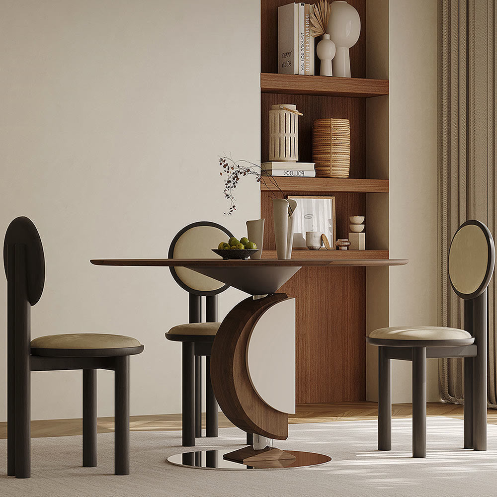 Walnut Half-moon Base Dining Table