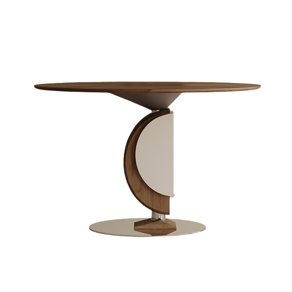 Walnut Half-moon Base Dining Table