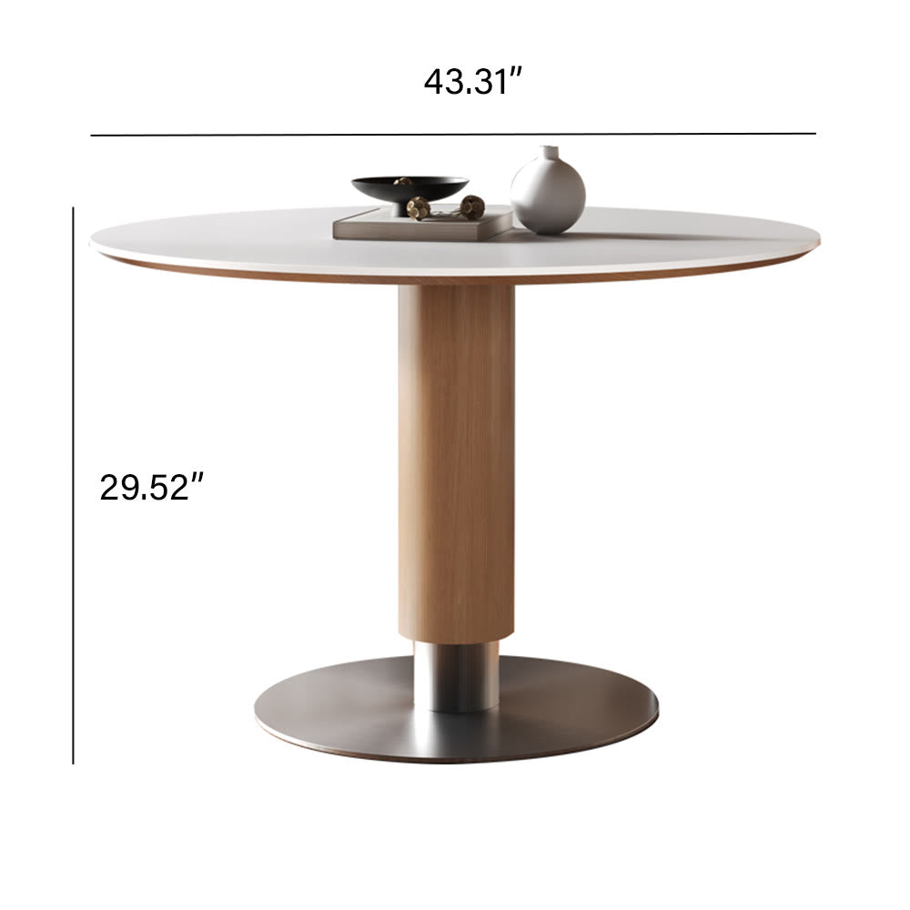 Rustic Solid Wood Style Sintered Stone Tabletop Dining Table - image 7