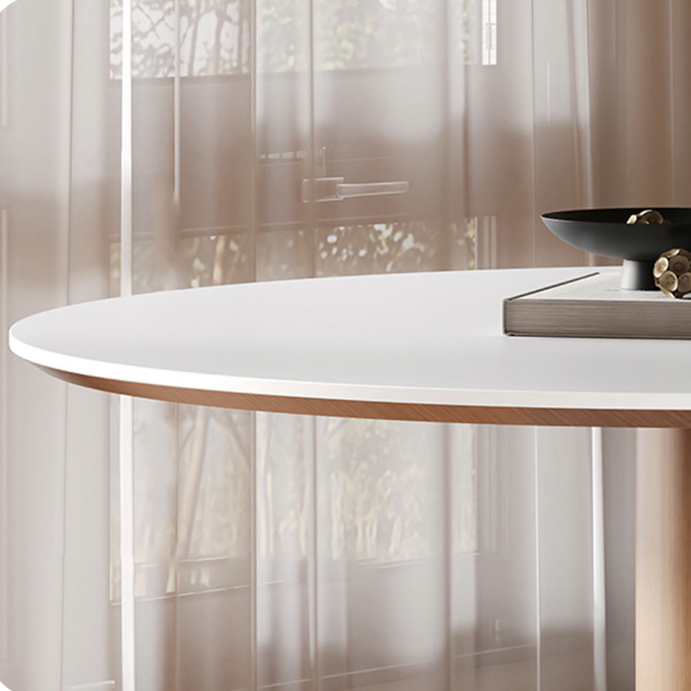 Rustic Solid Wood Style Sintered Stone Tabletop Dining Table