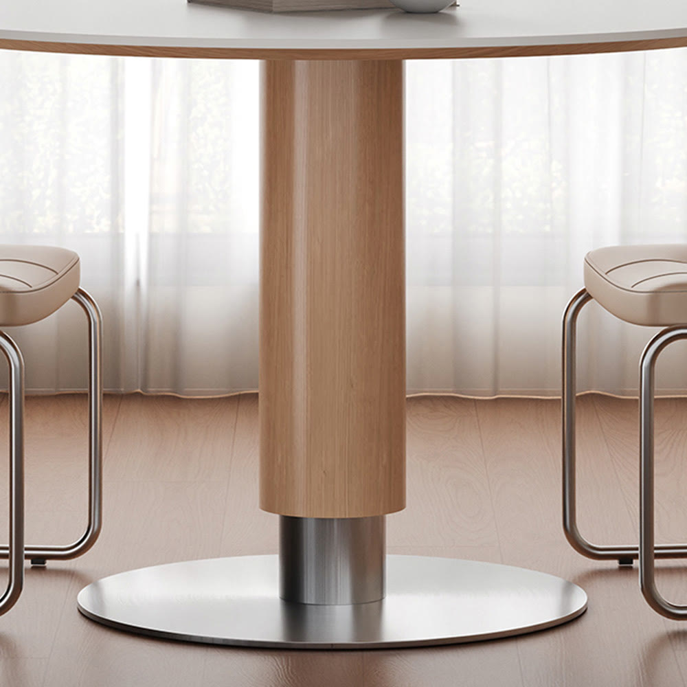 Rustic Solid Wood Style Sintered Stone Tabletop Dining Table