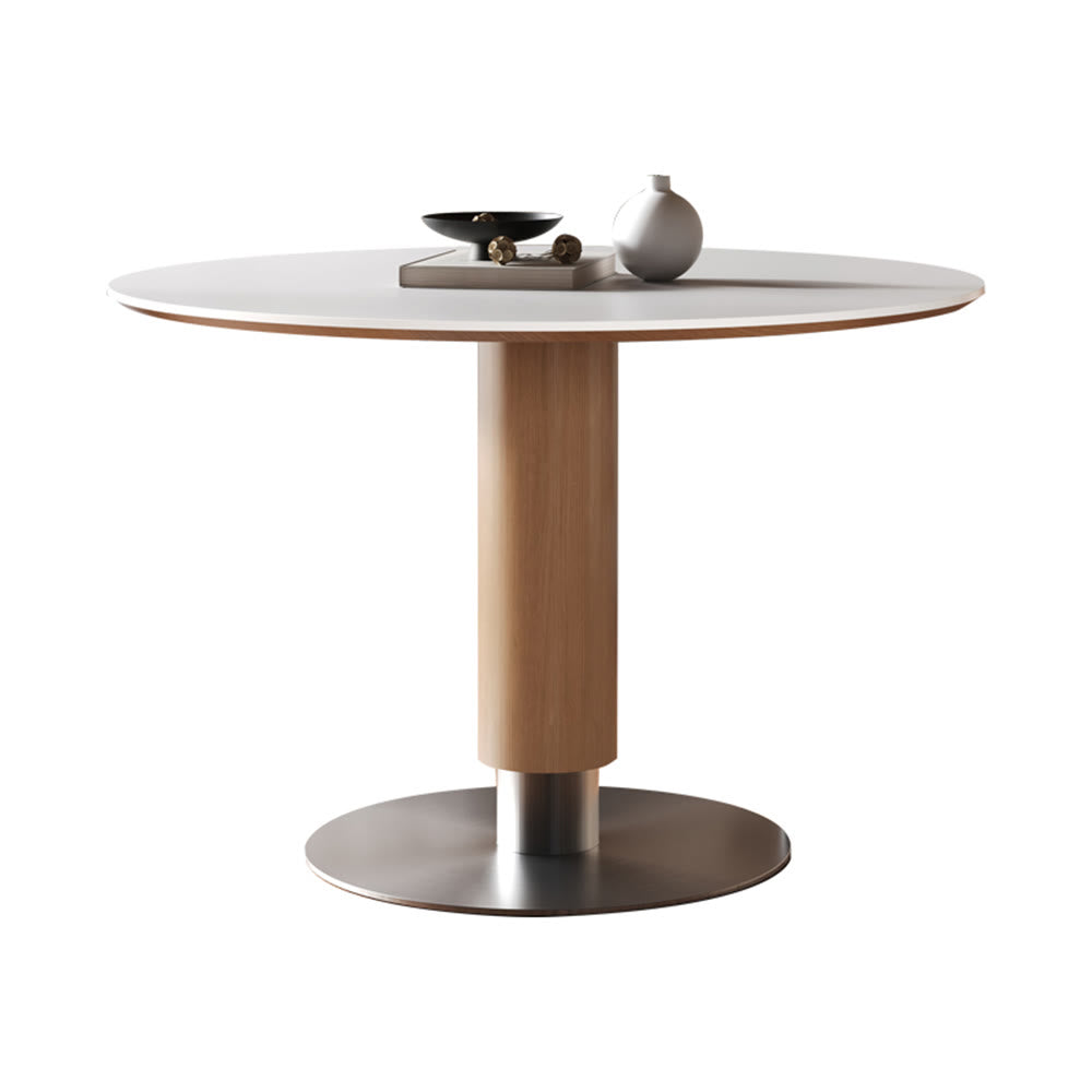 Rustic Solid Wood Style Sintered Stone Tabletop Dining Table - image 1