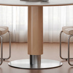Rustic Solid Wood Style Sintered Stone Tabletop Dining Table - image 4