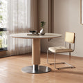 Rustic Solid Wood Style Sintered Stone Tabletop Dining Table - W43.31" x D43.31" x H29.53" - image 0
