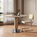 Rustic Solid Wood Style Sintered Stone Tabletop Dining Table - W43.31" x D43.31" x H29.53" - image 0