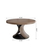Solid Wood Round Mid-century Walnut Kitchen Room Dining Table - image 6
