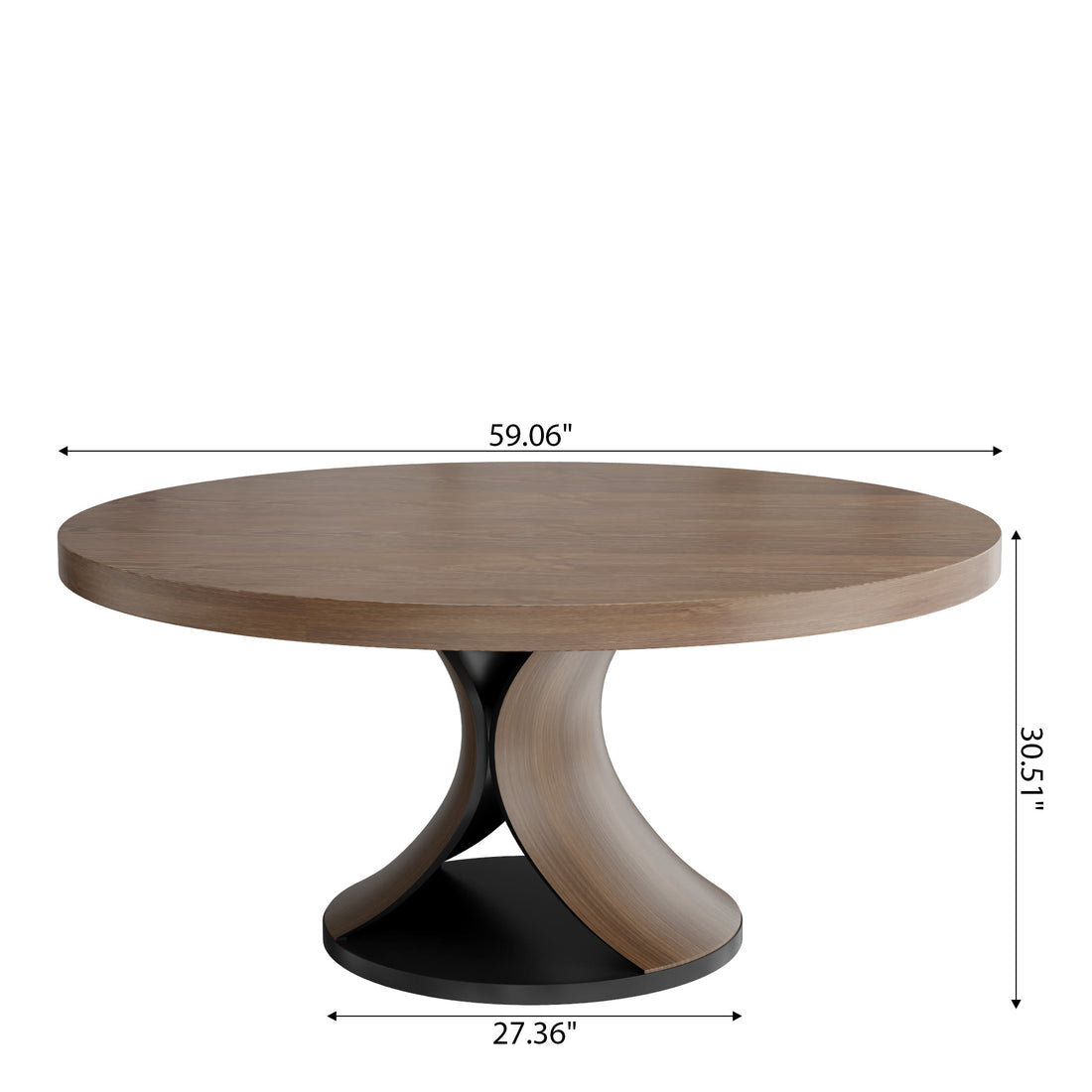 Iffhome Solid Wood Round Mid-century Walnut Kitchen Room Dining Table - image 8