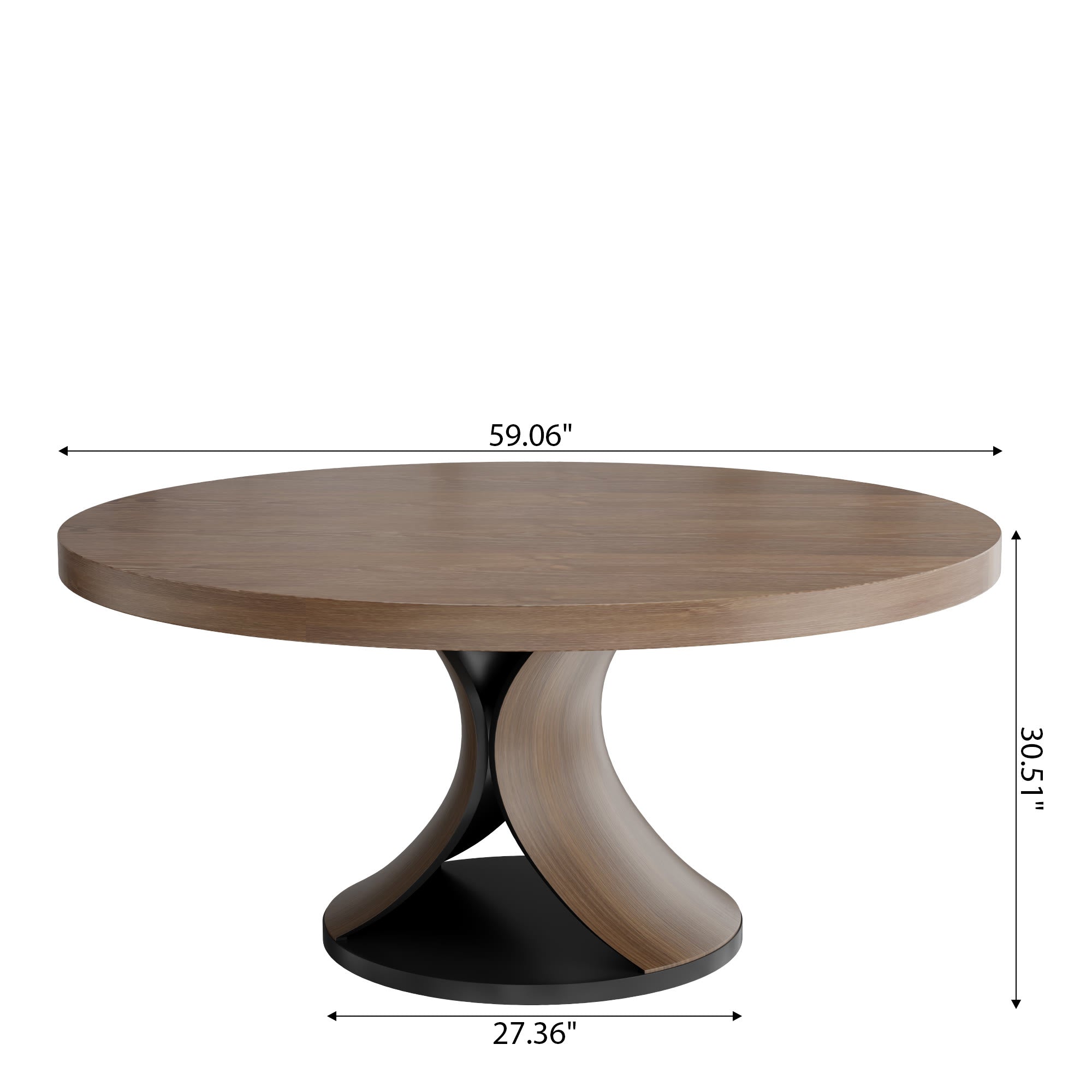 Solid Wood Round Mid-century Walnut Kitchen Room Dining Table - image 8