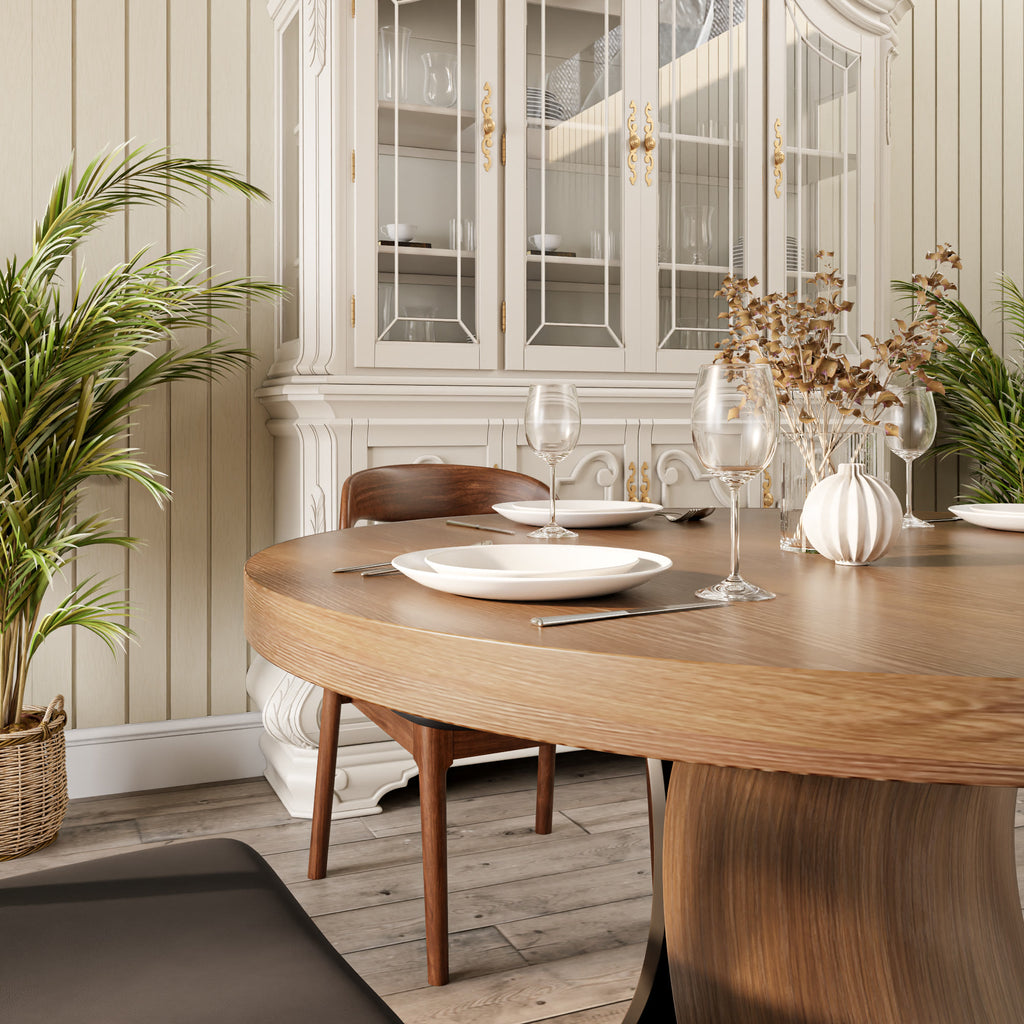 Solid Wood Round Mid-century Walnut Kitchen Room Dining Table - image 10