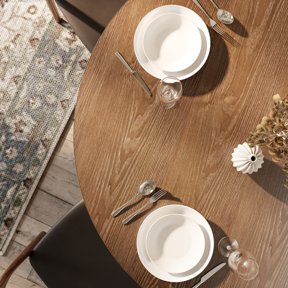 Iffhome Solid Wood Round Mid-century Walnut Kitchen Room Dining Table - image 13