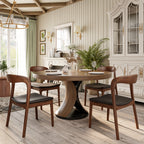Solid Wood Round Mid-century Walnut Kitchen Room Dining Table - image 11