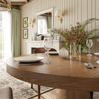 Solid Wood Round Mid-century Walnut Kitchen Room Dining Table - image 14
