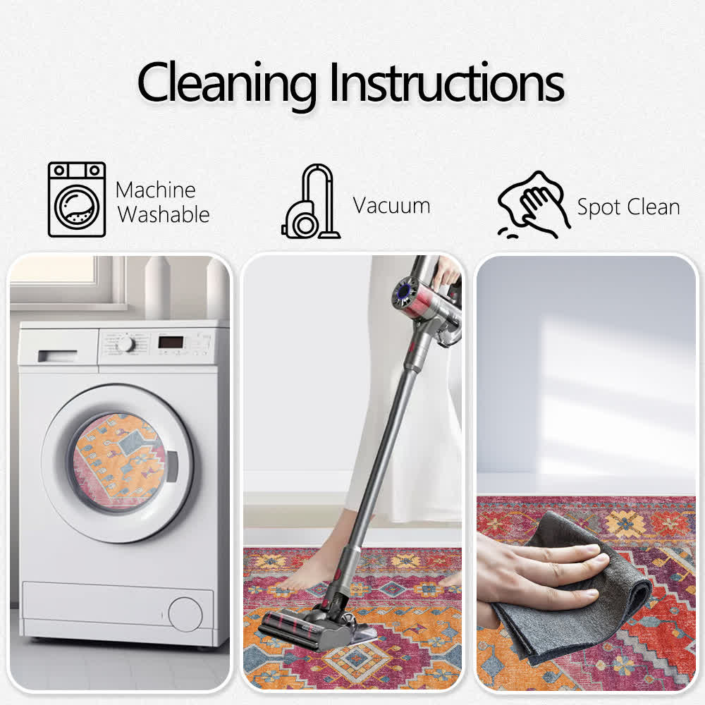 Iffhome Retro Persian Geometric Anti-slip Indoor Outdoor Rug