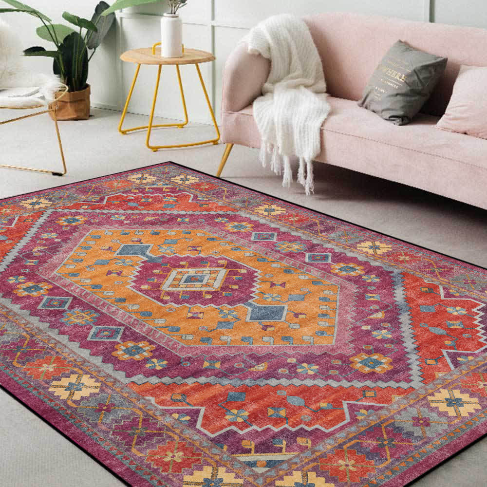 Iffhome Retro Persian Geometric Anti-slip Indoor Outdoor Rug