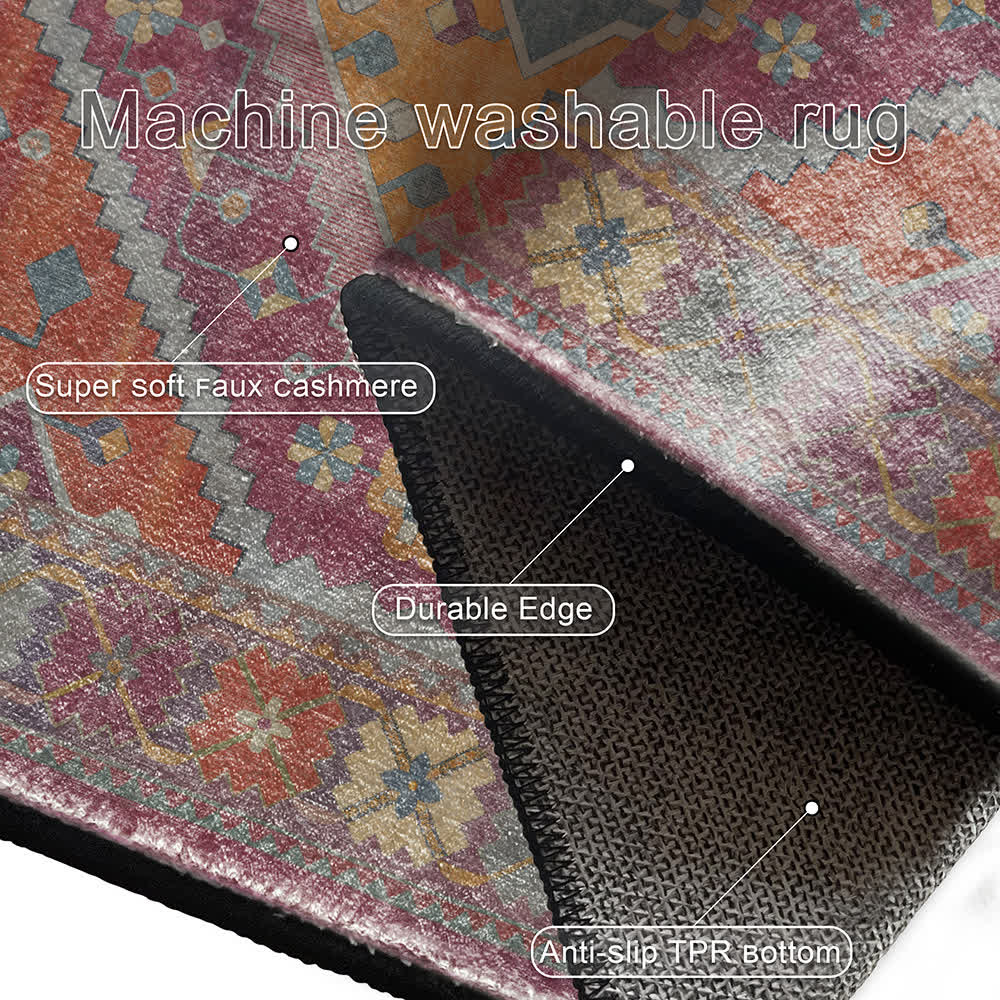 Iffhome Retro Persian Geometric Anti-slip Indoor Outdoor Rug