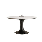 Mid-century Black Solid Wood Flower-shaped Base Dining Table - image 1
