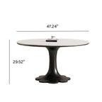 Mid-century Black Solid Wood Flower-shaped Base Dining Table - image 7