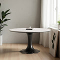 Mid-century Black Solid Wood Flower-shaped Base Dining Table - W59.05" x D59.05" x H29.53" - image 0