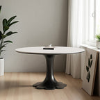 Mid-century Black Solid Wood Flower-shaped Base Dining Table - W59.05" x D59.05" x H29.53" - image 0