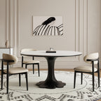 Mid-century Black Solid Wood Flower-shaped Base Dining Table - image 4