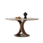 Limestone Slab Dining Table With Solid Wood Base - image 1