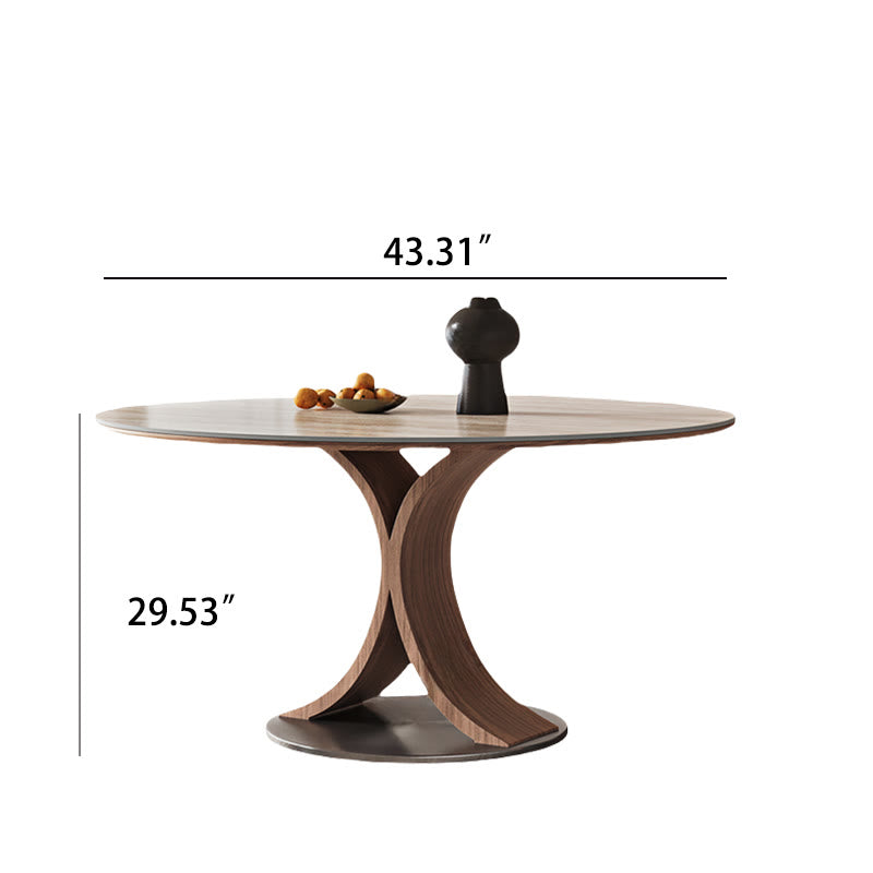 Limestone Slab Dining Table With Solid Wood Base - image 8