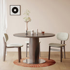 Round Dining Table With Line-decorated Solid Wood Base - image 4