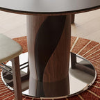 Round Dining Table With Line-decorated Solid Wood Base - image 8