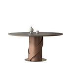 V-shaped Curve Solid Wood Base Dining Table - image 1