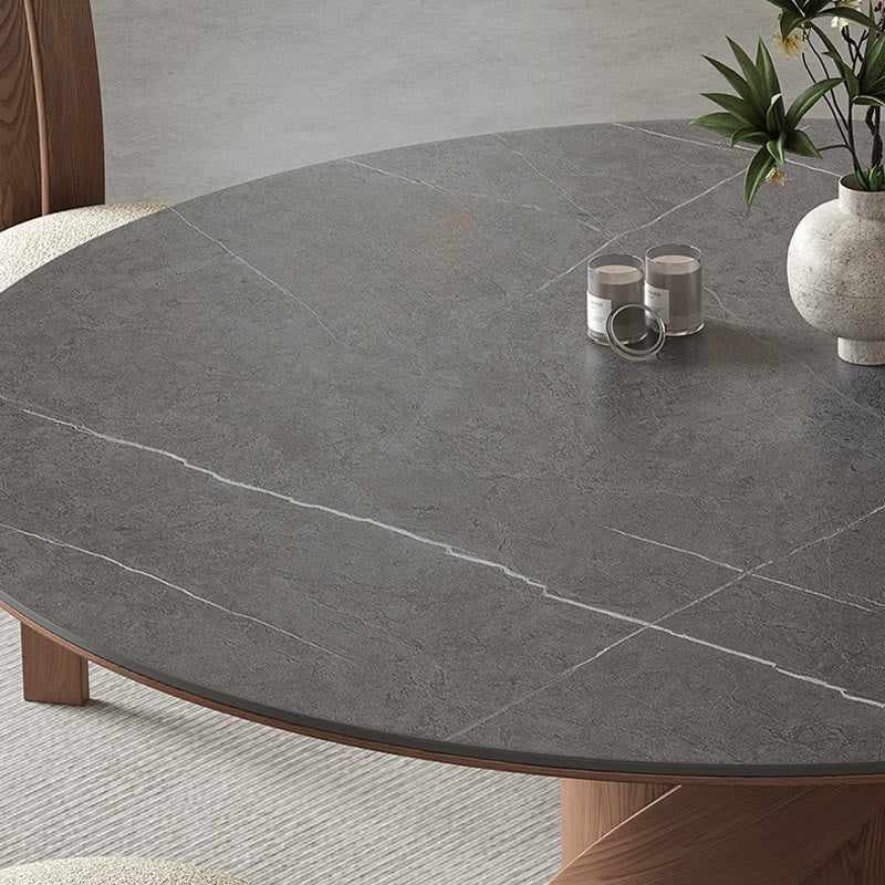 V-shaped Curve Solid Wood Base Dining Table