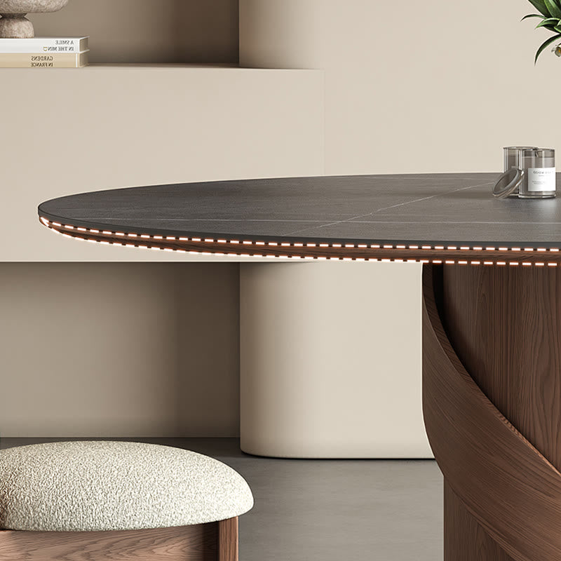 V-shaped Curve Solid Wood Base Dining Table
