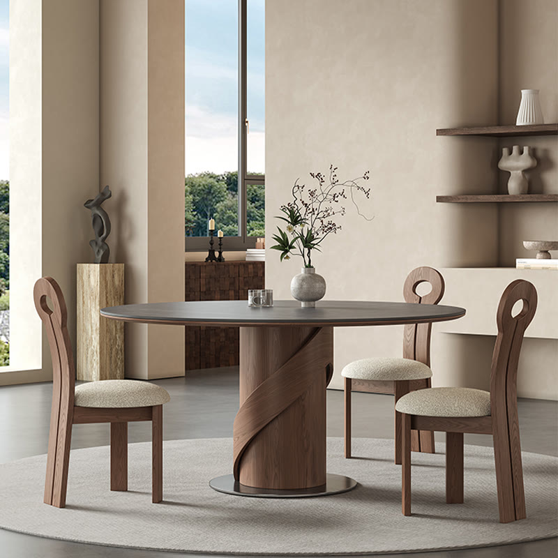V-shaped Curve Solid Wood Base Dining Table - image 5