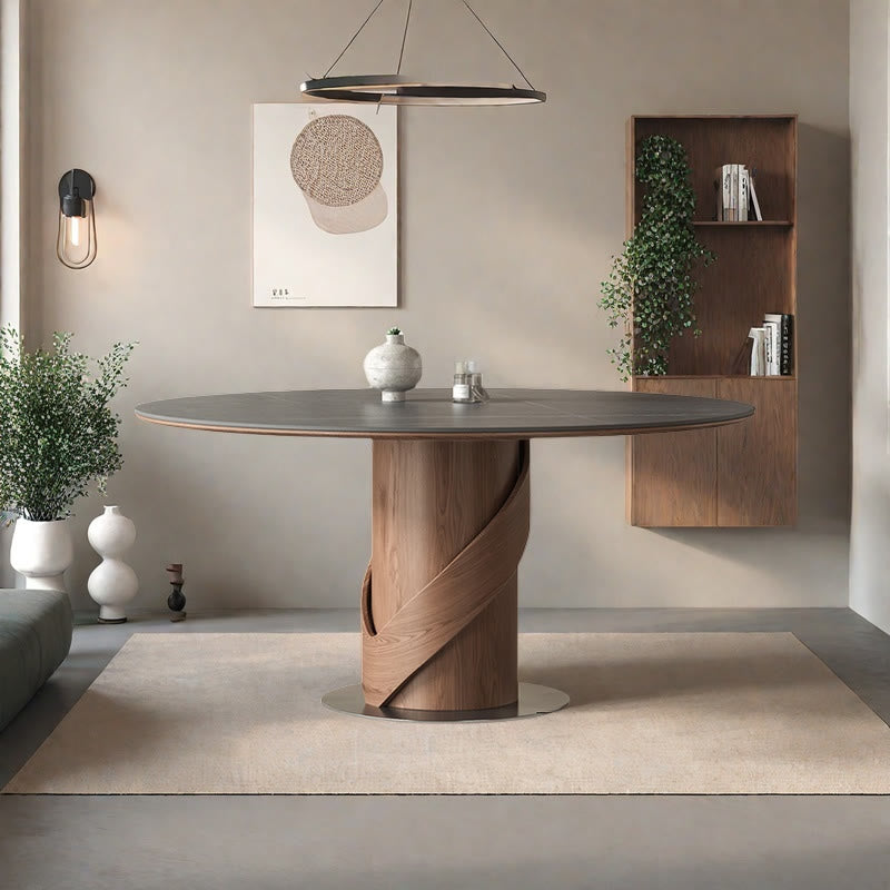 V-shaped Curve Solid Wood Base Dining Table - W53.15" x D53.15" x H29.53" - image 0