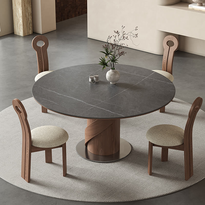 V-shaped Curve Solid Wood Base Dining Table