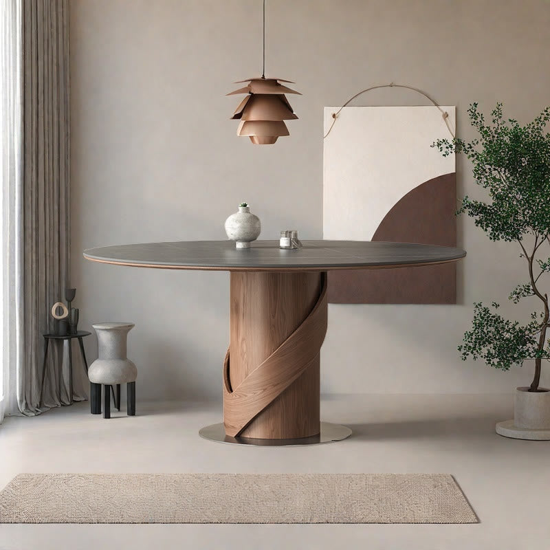 V-shaped Curve Solid Wood Base Dining Table