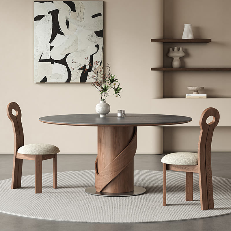 V-shaped Curve Solid Wood Base Dining Table