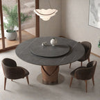 V-shaped Curve Solid Wood Base Dining Table With Lazy Susan - image 3