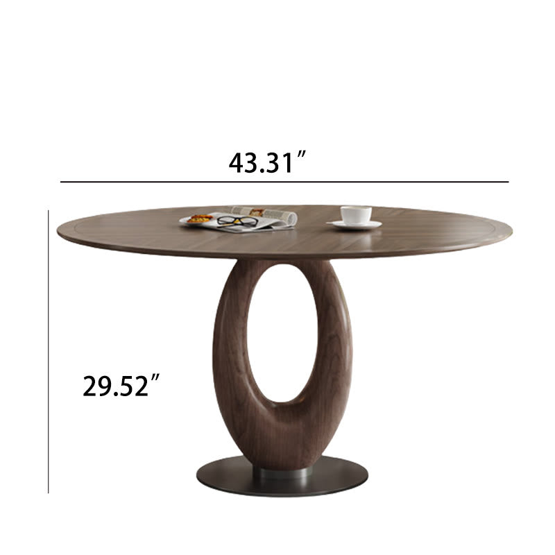 Elegant Walnut Oval Dining Table With Solid Wood Base
