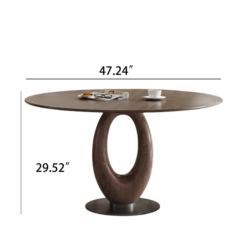 Elegant Walnut Oval Dining Table With Solid Wood Base