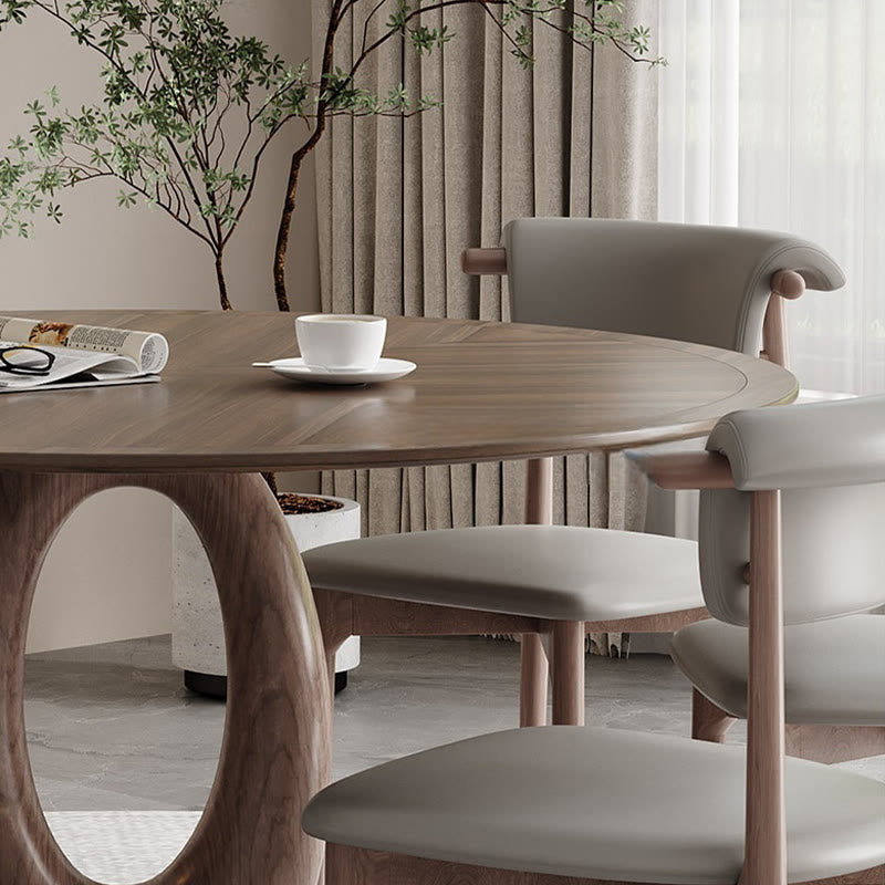 Elegant Walnut Oval Dining Table With Solid Wood Base