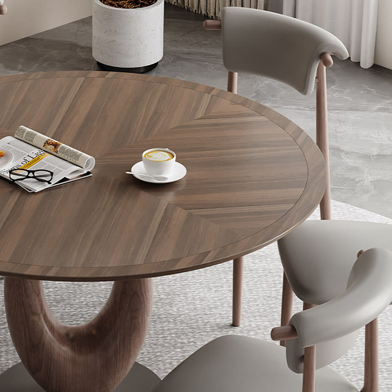 Elegant Walnut Oval Dining Table With Solid Wood Base