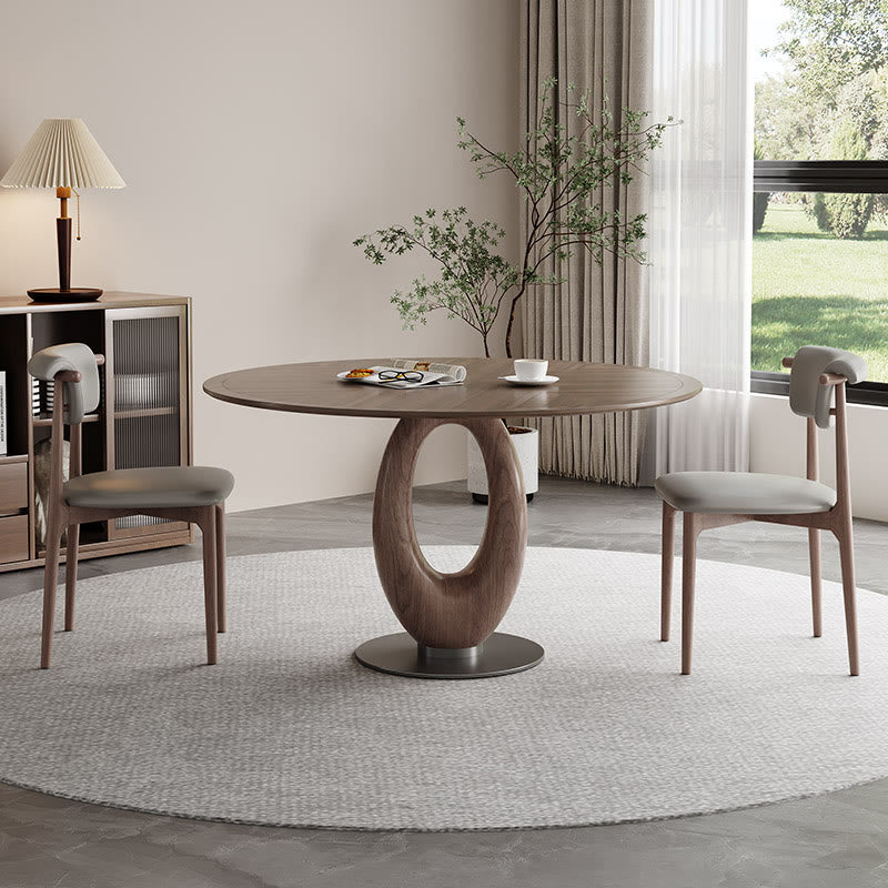 Elegant Walnut Oval Dining Table With Solid Wood Base