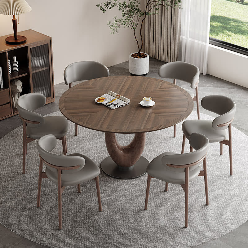 Elegant Walnut Oval Dining Table With Solid Wood Base