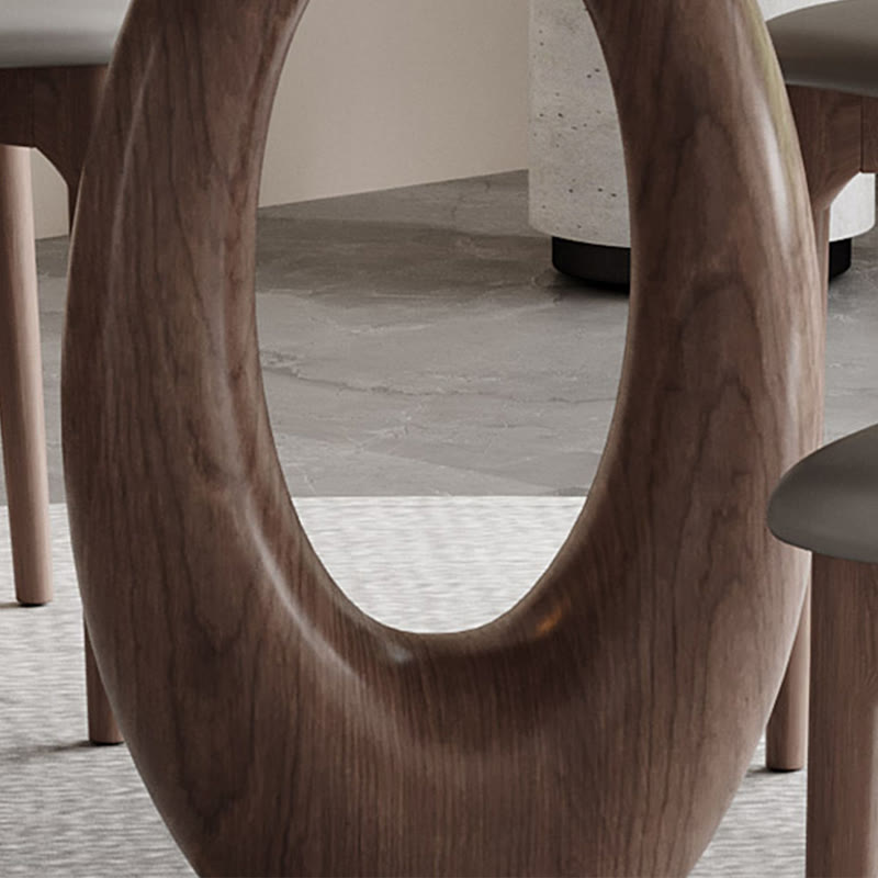 Elegant Walnut Oval Dining Table With Solid Wood Base